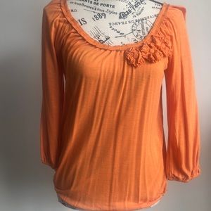 Max Studio 3/4 sleeve orange top Size XS NWOT